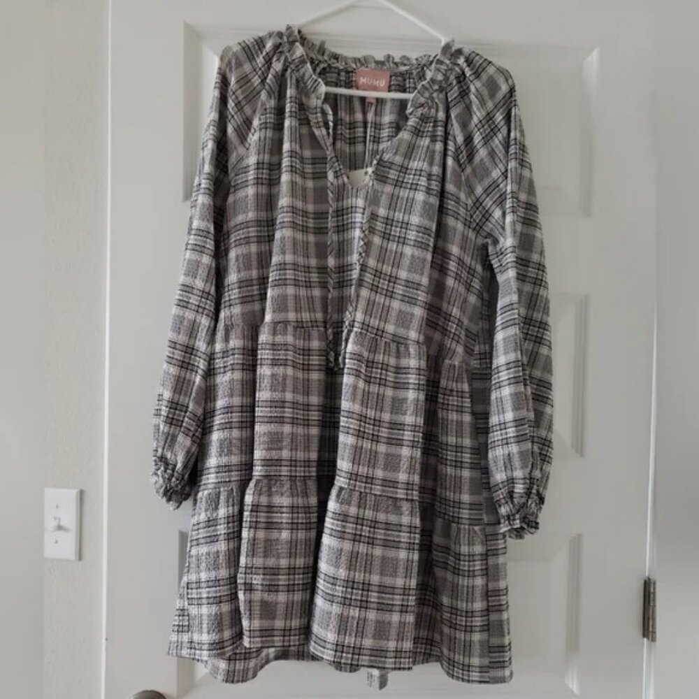 Show Me Your MuMu Black and White Plaid Birdie Dress.